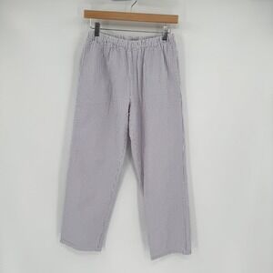 Purple/White Striped Seersucker Capri Pants Women's Sz S